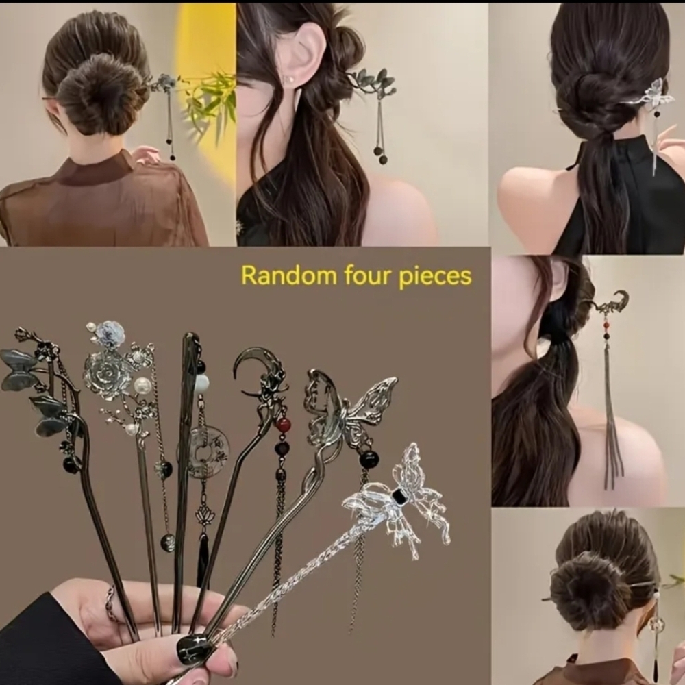 set Of 4 Assorted Hair Pins
